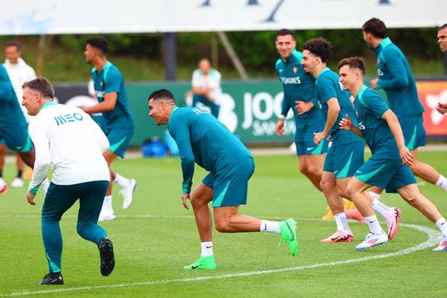 Portugal national football team, Selecao, 10 06 2024, Portugal Ireland friendly training ,2024 European Championship pre-season match , Cristiano Ronaldo Portugal , CR7 ,Francisco Conceicao Portugal , Vitinha Portugal Copyright: FernandoxSoares
