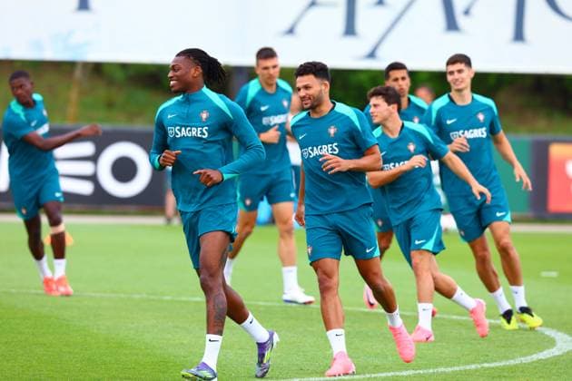 Portugal national football team, Selecao, 10 06 2024, Training for the friendly match Portugal Ireland ,Preparation match for the European Championship 2024 , Goncalo Ramos Portugal , Rafael Leao Portugal Copyright: FernandoxSoares