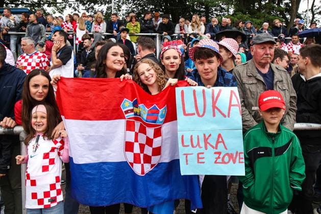 Croatia national team, Nationalteam Training Session Fans are pose for a photo during a Croatia National Team training session at UEFA EURO, EM, Europameisterschaft,Fussball 2024 Croatia base camp in Neuruppin, Germany on June 10, 2024. LukaxStanzl PIXSELL