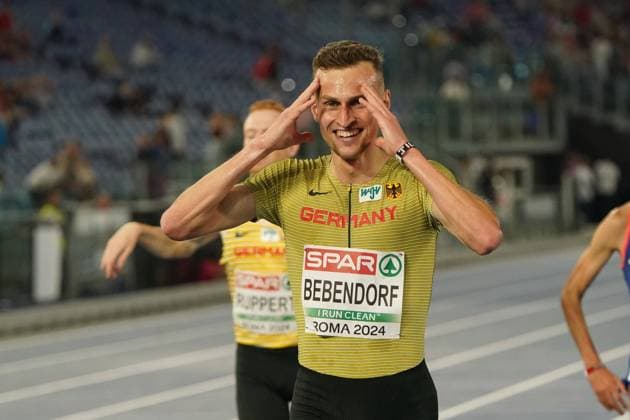 Sport Themen der Woche KW24 Sport Bilder des Tages Rom , Leichtathletik, Athletics, Track and Field, EAA, Leichtathletik EM Rom 2024 European Championships Rom , 07.06-12.06.2024, Olympic Stadium Roma, Italy , 3000m Hindernis Männer Finale Karl Bebendorf Deutschland Copyright Gladys Chai von der Laage *** Rome , Athletics, Athletics, Track and Field, EAA, European Athletics Championships Rome 2024 European Championships Rome , 07 06 12 06 2024, Olympic Stadium Roma, Italy , 3000m steeplechase men final Karl Bebendorf Germany Copyright Gladys Chai von der Laage