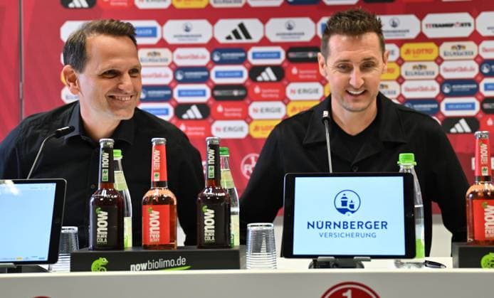 11 06 2024 1 FC Nürnberg Nuernberg FCN Club Media event Press conference Presentation of new coach Head coach xwoxzix Joti Chatzialexiou Board Sports 1 FC Nürnberg FCN Miroslav Klose Coach 1 FC Nürnberg FCN