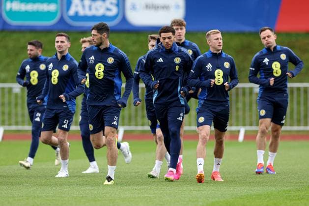 Che Adams of Scotland during the training session Scotland Training Session and press conference, PK, Pressekonferenz UEFA European Championship, EM, Europameisterschaft 2024, Group A Football, Stadion am Groben, Garmisch-Partenkirchen, Germany, 11 Jun 2024 EDITORIAL USE ONLY No use with unauthorised audio, video, data, fixture lists, club league logos or live services. Online in-match use limited to 120 images, no video emulation. No use in betting, games or single club league player publications.  Copyright: xPaulxCurrie Shutterstockx 14523736d