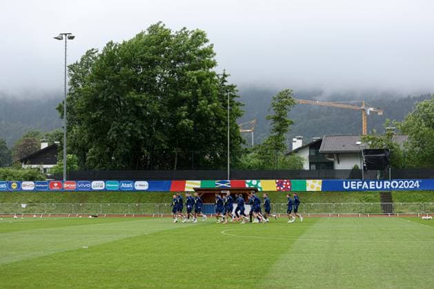 Scotland during the training session Scotland Training Session and press conference, PK, Pressekonferenz UEFA European Championship, EM, Europameisterschaft 2024, Group A Football, Stadion am Groben, Garmisch-Partenkirchen, Germany, 11 Jun 2024 EDITORIAL USE ONLY No use with unauthorised audio, video, data, fixture lists, club league logos or live services. Online in-match use limited to 120 images, no video emulation. No use in betting, games or single club league player publications.  Copyright: xPaulxCurrie Shutterstockx 14523736p