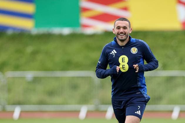 John McGinn of Scotland during the training session Scotland Training Session and press conference, PK, Pressekonferenz UEFA European Championship, EM, Europameisterschaft 2024, Group A Football, Stadion am Groben, Garmisch-Partenkirchen, Germany, 11 Jun 2024 EDITORIAL USE ONLY No use with unauthorised audio, video, data, fixture lists, club league logos or live services. Online in-match use limited to 120 images, no video emulation. No use in betting, games or single club league player publications.  Copyright: xPaulxCurrie Shutterstockx 14523736q