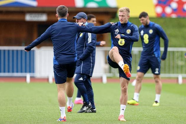 Ross McCrorie of Scotland during the training session Scotland Training Session and press conference, PK, Pressekonferenz UEFA European Championship, EM, Europameisterschaft 2024, Group A Football, Stadion am Groben, Garmisch-Partenkirchen, Germany, 11 Jun 2024 EDITORIAL USE ONLY No use with unauthorised audio, video, data, fixture lists, club league logos or live services. Online in-match use limited to 120 images, no video emulation. No use in betting, games or single club league player publications.  Copyright: xPaulxCurrie Shutterstockx 14523736w