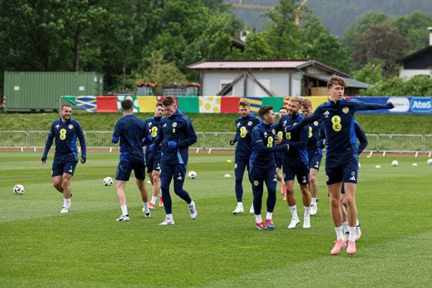 Jack Hendry of Scotland during the training session Scotland Training Session and press conference, PK, Pressekonferenz UEFA European Championship, EM, Europameisterschaft 2024, Group A Football, Stadion am Groben, Garmisch-Partenkirchen, Germany, 11 Jun 2024 EDITORIAL USE ONLY No use with unauthorised audio, video, data, fixture lists, club league logos or live services. Online in-match use limited to 120 images, no video emulation. No use in betting, games or single club league player publications.  Copyright: xPaulxCurrie Shutterstockx 14523736t