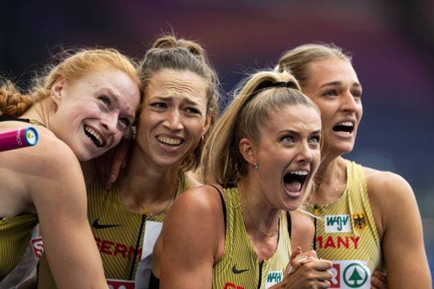 Sport Themen der Woche KW24 Sport Bilder des Tages 240611 Team of Germany celebrates after women s 4x400 meters during day 5 of the 2024 European Athletics Championships on June 11, 2024 in Rome. Photo: Vegard Grott BILDBYRAN kod VG VG0621 bbeng friidrott athletics friidrett friidrotts-em em friidretts-em 2024 european athletics championships jubel stafett relay *** 240611 Team of Germany celebrates after women s 4x400 meters during day 5 of the 2024 European Athletics Championships on June 11, 2024 in Rome Photo Vegard Grott BILDBYRAN kod VG VG0621 bbeng friidrott athletics friidrett friidrotts em em friidretts em 2024 european athletics championships jubel stafett relay  Copyright: VEGARDxGRoTT BB240611VG063