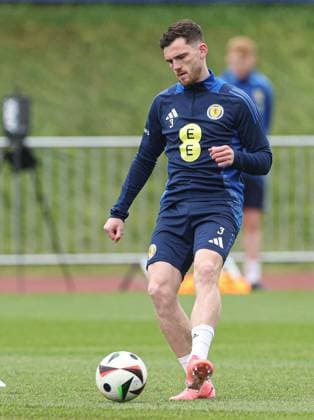 Andy Robertson of Scotland during the training session Scotland Training Session and press conference, PK, Pressekonferenz UEFA European Championship, EM, Europameisterschaft 2024, Group A Football, Stadion am Groben, Garmisch-Partenkirchen, Germany, 11 Jun 2024 EDITORIAL USE ONLY No use with unauthorised audio, video, data, fixture lists, club league logos or live services. Online in-match use limited to 120 images, no video emulation. No use in betting, games or single club league player publications.  Copyright: xPaulxCurrie Shutterstockx 14523736ao