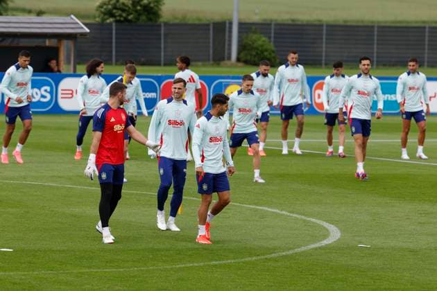 Spanish national team, Nationalteam during a training session at the SV Aasen Sports Center, in the town of Donaueschingen, Germany, 11 June 2024. Spain will face Croatia in their Euro 2024 soccer match at Olympiastadion stadium, in Berlin, on 15 June. Spain training session in Germany !ACHTUNG: NUR REDAKTIONELLE NUTZUNG!  Copyright: xJ.J.xGuillenx GRAF8595 20240611-55013837602_1