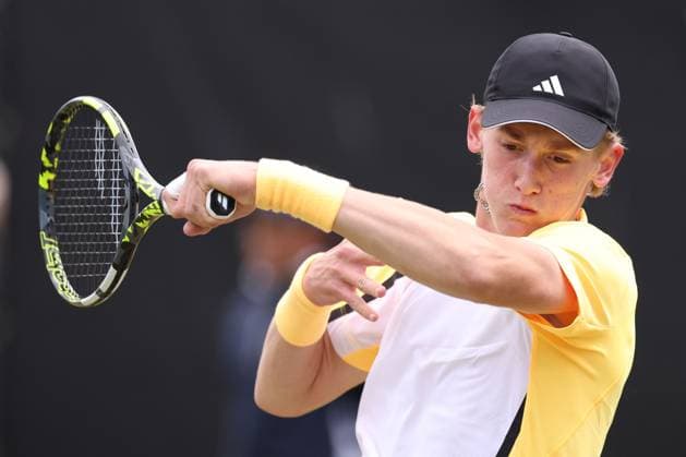 Henry Searle during his round of 32 match against Denis Kudia. Rothesay Open Nottingham, Day 2, Tennis, Lexus Nottingham Tennis Centre, Nottingham, UK - 11 June 2024  Copyright: xRyanxBrowne Shutterstockx 14523727w