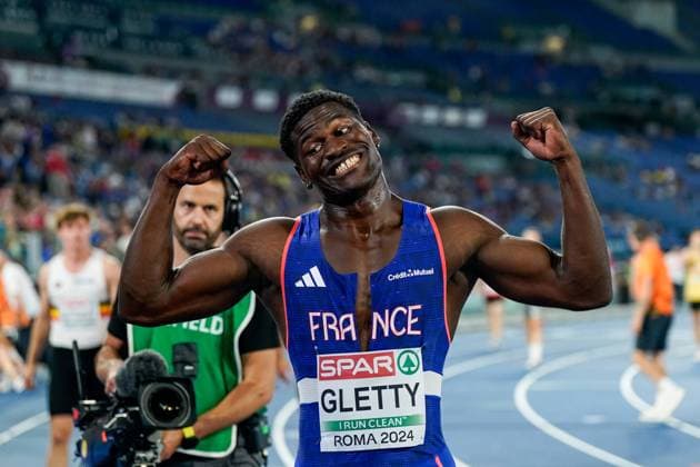 Sport Themen der Woche KW24 Rome, Italy, June 10th 2024: Makenson Gletty (France) celebrates his performance after the 400 metres decathlon event during the European Athletics Championships 2024 at Stadio Olimpico in Rome, Italy. (Daniela Porcelli SPP)  Copyright: xDanielaxPorcellix xSPPx spp-en-DaPoSp-20240610-_DP15189-2