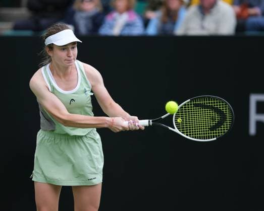 11th June 2024; Lexus Nottingham Tennis Centre, Nottingham, England; Rothesay Nottingham Open, Day 2; Daria Snigur plays a backhand shot to Marta Kostyuk, womens singles  ActionPlus12653450 PaulxBonser