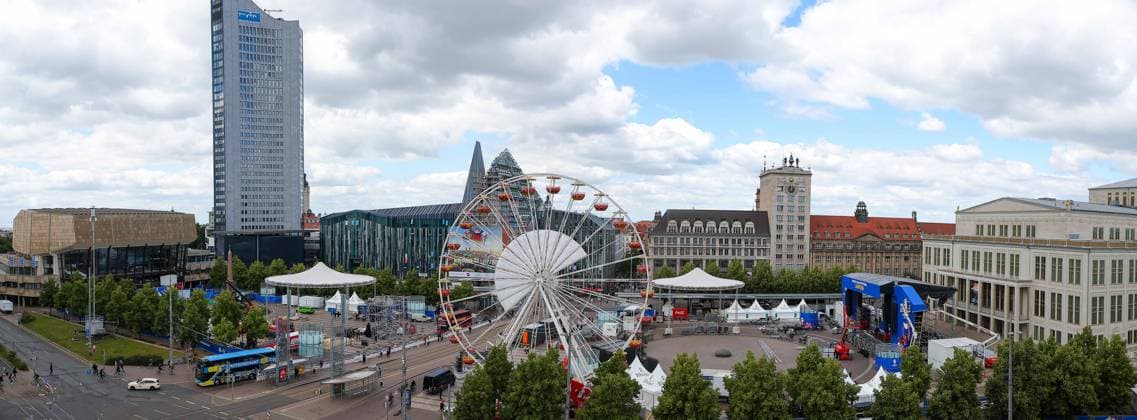 Tour fan zone Augustusplatz Leipzig UEFA EURO 2024 Leipzig, 11 06 2024, Augustusplatz, UEFA EURO 2024, Tour fan zone EURO Festival 2024 In the picture Overview Augustusplatz Leipzig with UEFA EURO 2024 fan zone ,