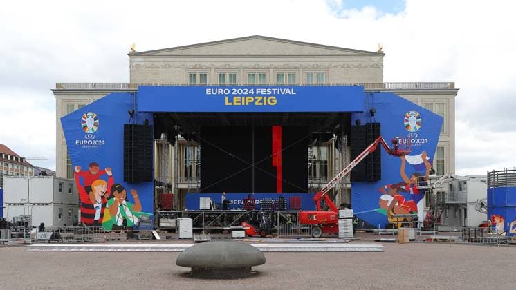 Tour fan zone Augustusplatz Leipzig UEFA EURO 2024 Leipzig, 11 06 2024, Augustusplatz, UEFA EURO 2024, Tour fan zone EURO Festival 2024 In the picture construction site UEFA EURO 2024 fan zone in front of the Leipzig Opera ,