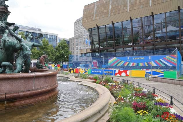 Tour Fanzone Augustusplatz Leipzig UEFA EURO 2024 Leipzig, 11 06 2024, Augustusplatz, UEFA EURO 2024, Tour Fanzone EURO Festival 2024 In the picture UEFA EURO 2024 Fanzone in front of the Gewandhaus Leipzig ,