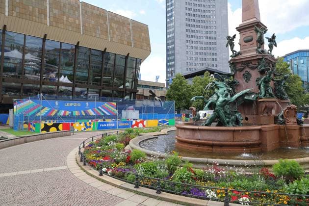 Tour Fanzone Augustusplatz Leipzig UEFA EURO 2024 Leipzig, 11 06 2024, Augustusplatz, UEFA EURO 2024, Tour Fanzone EURO Festival 2024 In the picture UEFA EURO 2024 Fanzone in front of the Gewandhaus Leipzig ,