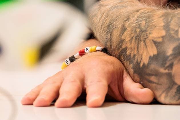 Training camp preparation UEFA EURO 2024 Germany 11 06 2024 Toni Kroos Germany, 8 bracelet in Germany colors with initials and cat paw pendant Training camp preparation UEFA EURO 2024 Germany Press conference HerzoBase, Herzogenaurach on 11 06 2024 Copyright: xBEAUTIFULxSPORTS Wunderlx