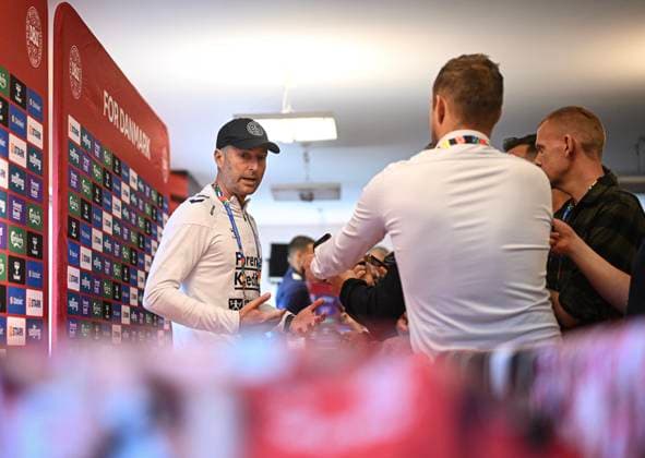 Football International EURO 2024 11 06 2024 PK, Mixed Zone Team Denmark in Freudenstadt Coach Kasper Hjulmand li