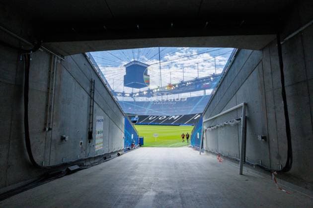Stadium Open Media Day Arena Frankfurt, 11 06 2024 View through the tunnel between the main stand and the West Curve to the inside of the arena Stadium Open Media Day Arena Frankfurt, 11 06 2024 Copyright: xBEAUTIFULxSPORTS Hahnex