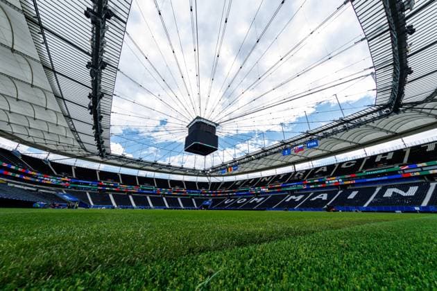Stadium Open Media Day Arena Frankfurt, 11 06 2024 Diagonal view into the arena from the corner flag at grass level Stadium Open Media Day Arena Frankfurt, 11 06 2024 Copyright: xBEAUTIFULxSPORTS Hahnex