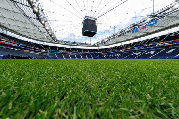 Stadium Open Media Day Arena Frankfurt, 11 06 2024 Diagonal view into the arena from the corner flag at grass level Stadium Open Media Day Arena Frankfurt, 11 06 2024 Copyright: xBEAUTIFULxSPORTS Hahnex