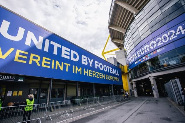 BVB Stadion Dortmund - Stadium Open Media Day: UEFA EURO, EM, Europameisterschaft,Fussball 2024 A general view is showing the stadium exterior ahead of the UEFA EURO 2024 Germany at BVB Stadion Dortmund in Dortmund, Germany, on June 11, 2024. Dortmund Germany  Copyright: xHeshamxElsherifx originalFilename:elsherif-notitle240611_np6U0.jpg