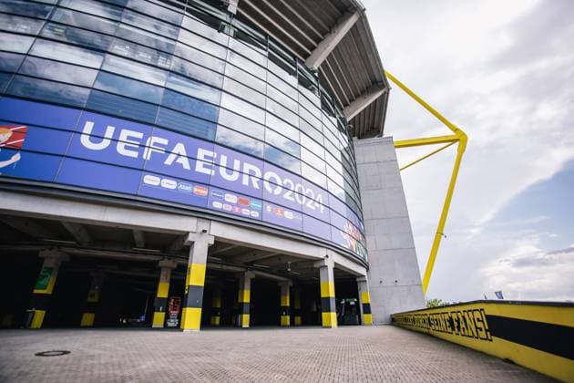 BVB Stadion Dortmund - Stadium Open Media Day: UEFA EURO, EM, Europameisterschaft,Fussball 2024 A general view is showing the stadium exterior ahead of the UEFA EURO 2024 Germany at BVB Stadion Dortmund in Dortmund, Germany, on June 11, 2024. Dortmund Germany  Copyright: xHeshamxElsherifx originalFilename:elsherif-notitle240611_npTDV.jpg