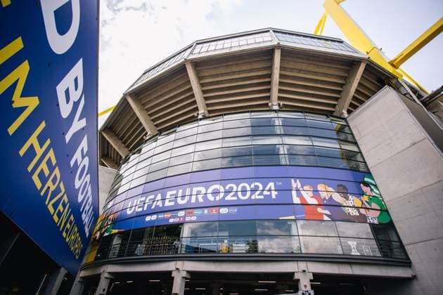 BVB Stadion Dortmund - Stadium Open Media Day: UEFA EURO, EM, Europameisterschaft,Fussball 2024 A general view is showing the stadium exterior ahead of the UEFA EURO 2024 Germany at BVB Stadion Dortmund in Dortmund, Germany, on June 11, 2024. Dortmund Germany  Copyright: xHeshamxElsherifx originalFilename:elsherif-notitle240611_npUW7.jpg