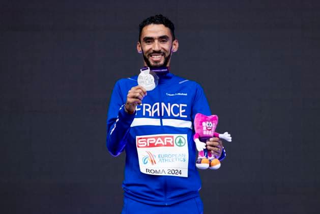 ATHLETICS - European Athletics Championships ROME,ITALY,11.JUN.24 - ATHLETICS - European Athletics Championships,medal ceremony. Image shows Djilali Bedrani (FRA). keywords: medal.  GEPAxpictures xPatrickxSteiner