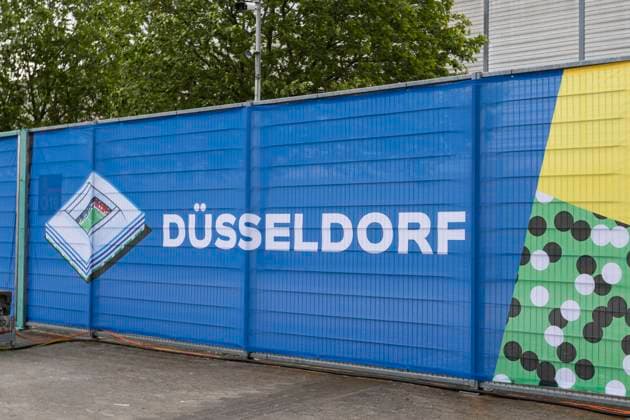 Stadium Open Media Day Arena Düsseldorf, 11 06 2024 The surrounding area of the stadium is also wrapped in UEFA branding Stadium Open Media Day at the Arena Düsseldorf in Düsseldorf, on 11 06 2024 Copyright: xBEAUTIFULxSPORTS Meuselx