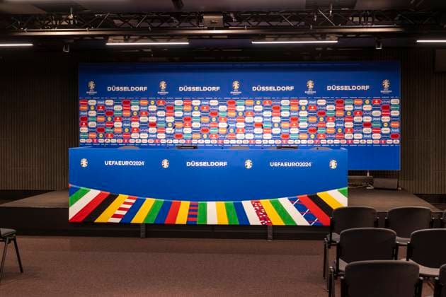 Stadium Open Media Day Arena Düsseldorf, 11 06 2024 The press conference room at the Arena Düsseldorf Stadium Open Media Day at the Arena Düsseldorf in Düsseldorf, on 11 06 2024 Copyright: xBEAUTIFULxSPORTS Meuselx