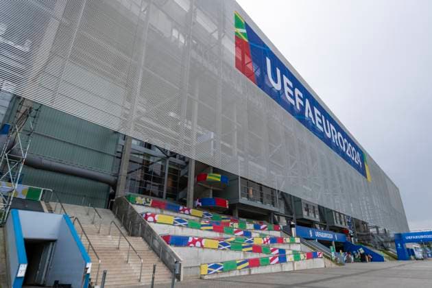 Stadium Open Media Day Arena Düsseldorf, 11 06 2024 The Merkur Spiel Arena in its UEFA EURO 2024 design as Arena Düsseldorf Stadium Open Media Day at the Arena Düsseldorf in Düsseldorf, on 11 06 2024 Copyright: xBEAUTIFULxSPORTS Meuselx