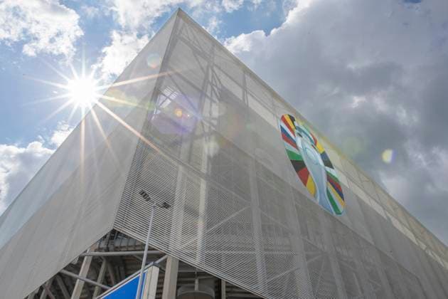 Stadium Open Media Day Arena Düsseldorf, 11 06 2024 The Arena Düsseldorf with UEFA EURO 2024 branding Stadium Open Media Day at the Arena Düsseldorf in Düsseldorf, on 11 06 2024 Copyright: xBEAUTIFULxSPORTS Meuselx