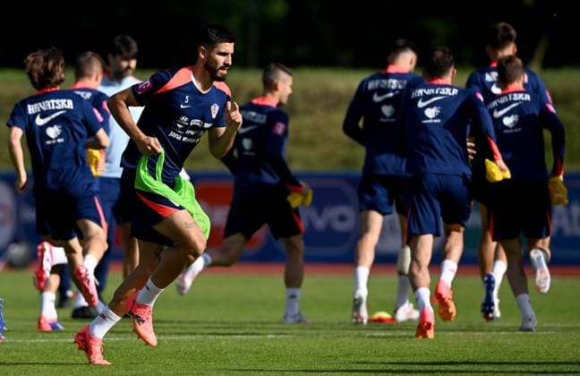 EURO 2024, Nationalteam Kroatien, Training Croatia national team, Nationalteam Training Session Croatia National Team is pictured during a training session at UEFA EURO, EM, Europameisterschaft,Fussball 2024 Croatia base camp in Neuruppin, Germany on June 10, 2024. MarkoxLukunic PIXSELL