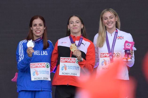 Athletics, European Championships in Rome, womens pole vault, award ceremony