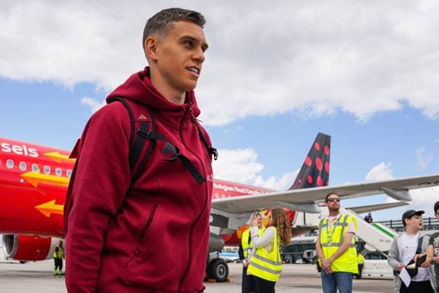 Belgium Media Activities UEFA EURO, EM, Europameisterschaft,Fussball 2024 12 06 2024 LUDWIGSBURG, GERMANY - JUNE 12 : Trossard Leandro forward of Belgium pictured during arrival at the UEFA Euro 2024 European Football Championship tournament on June 12, 2024 in Ludwigsburg, Germany, 12 06 2024 Ludwigsburg Germany  Copyright: xRoyalxBelgianxFootballxAssociationx
