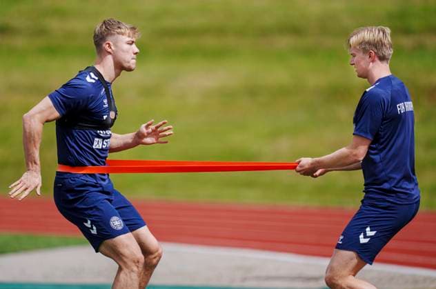 Rasmus Hoejlund and Victor Kristiansen during Denmarks national soccer teams training in Freudenstadt, Germany, Wednesday June 12, 2024 , Freudenstadt Germany  Copyright: Ritzau Scanpix LiselottexSabroex spdk20240612-115235-L