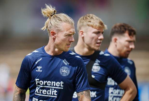 Simon Kjaer, Rasmus Hoejlund and Pierre Emile Hoejbjerg during Denmarks national soccer teams training in Freudenstadt, Germany, Wednesday June 12, 2024 , Freudenstadt Germany  Copyright: Ritzau Scanpix LiselottexSabroex spdk20240612-115757-L