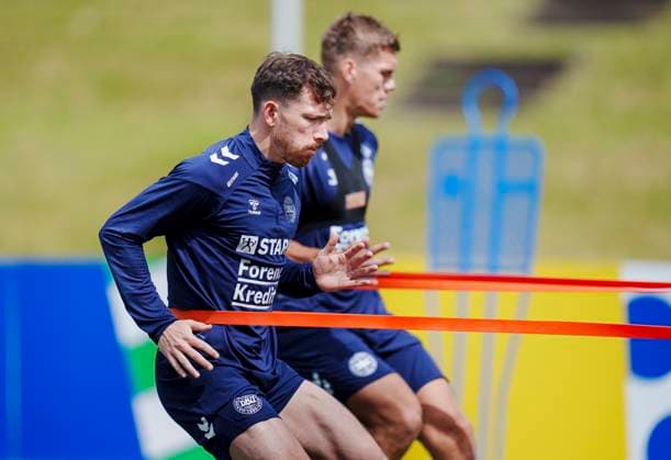 Pierre Emile Hoejbjerg and Jannik Vestergaard during Denmark national soccer team s training in Freudenstadt, Germany, Wednesday June 12, 2024 , Freudenstadt Germany  Copyright: Ritzau Scanpix LiselottexSabroex spdk20240612-120514-L