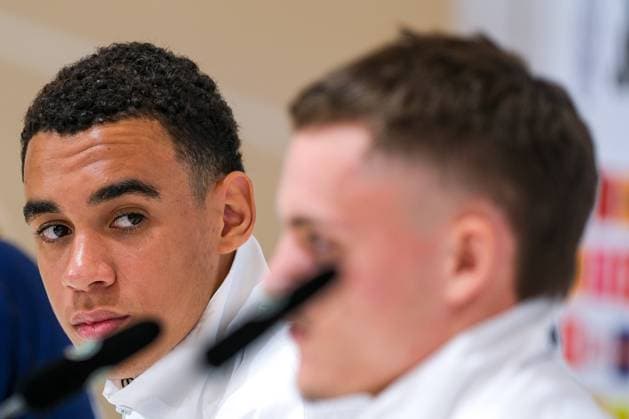 Jamal Musiala Germany , 10 and Florian Wirtz Germany , 17 , GER, DFB, Press conference, Football mens national team Germany, UEFA European Football Championship 2024,Herzogenaurach 12 06 2024 GER, DFB, Press conference, Football mens national team Germany, UEFA European Football Championship 2024,Herzogenaurach 12 06 2024 Herzogenaurach Copyright: xEibner-Pressefoto FlorianxWieganx EP_FWD