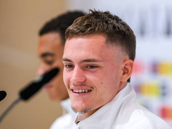 Florian Wirtz Germany , 17 smiling, GER, DFB, Press Conference, Football Mens National Team Germany, UEFA European Football Championship 2024,Herzogenaurach 12 06 2024 GER, DFB, Press Conference, Football Mens National Team Germany, UEFA European Football Championship 2024,Herzogenaurach 12 06 2024 Herzogenaurach Copyright: xEibner-Pressefoto FlorianxWieganx EP_FWD