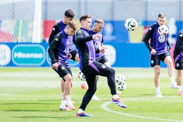 Training camp preparation UEFA EURO 2024 Germany 12 06 2024 Marc Andre ter Stegen Germany, 22 holds up a ball Training camp preparation UEFA EURO 2024 Germany Training HerzoBase, Herzogenaurach on 12 06 2024 Copyright: xBEAUTIFULxSPORTS Wunderlx