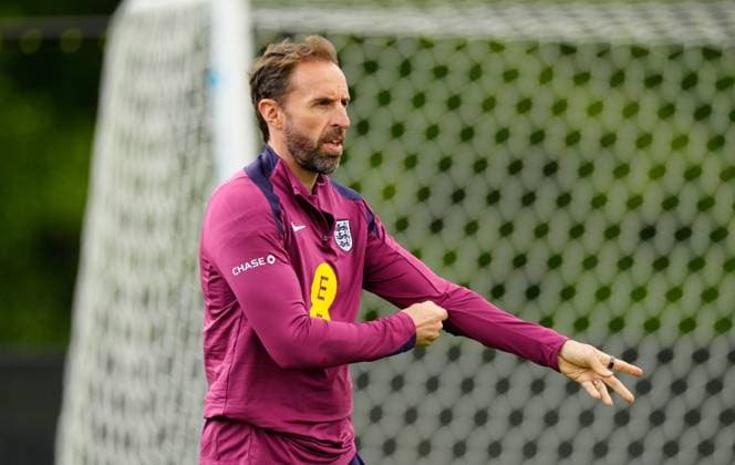 Gareth Southgate manager of England England Training Session and press conference, PK, Pressekonferenz UEFA European Championship, EM, Europameisterschaft 2024, Group C, Football, Spa & Golf Resort Weimarer Land, Blankenhain, Germany, 12 Jun 2024 EDITORIAL USE ONLY No use with unauthorised audio, video, data, fixture lists, club league logos or live services. Online in-match use limited to 120 images, no video emulation. No use in betting, games or single club league player publications.  Copyright: xDavexShopland Shutterstockx 14523751ak