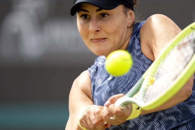 ROSMALEN - Bianca Andreescu (CAN) in action against Yue Yuan (CHN) on the fifth day of the Libema Open tennis tournament in Rosmalen. ANP SANDER KONING xVIxANPxSportx xxANPxIVx 500927321 originalFilename: 500927321_20240612.jpg