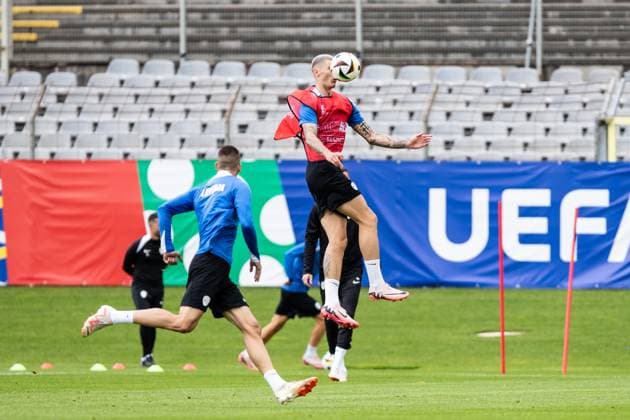 Public training, Slovenia 12 06 2024 Benjamin Sesko Slovenia, RB Leipzig, 11 Public training, Slovenia Stadion am ZOO, Wuppertal 12 06 2024 Copyright: xBEAUTIFULxSPORTS Buriakovx