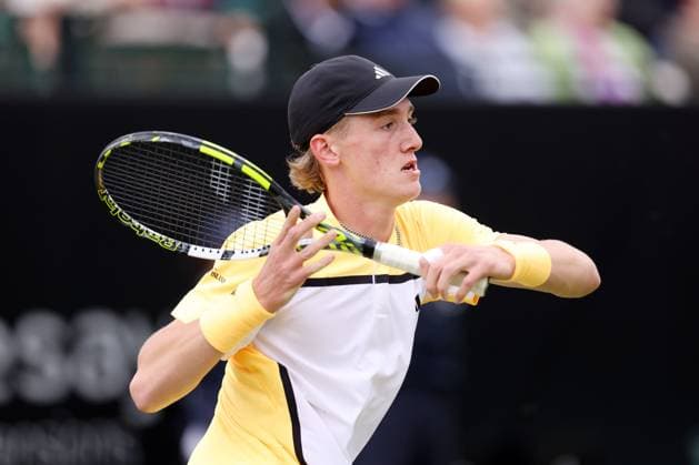 Henry Searle during a round of 16 match against Daniel Evans. Rothesay Open Nottingham, Day 3, Tennis, Lexus Nottingham Tennis Centre, Nottingham, UK - 12 June 2024  Copyright: xRyanxBrowne Shutterstockx 14523728ed