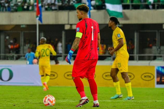 UYO, NIGERIA - JUNE 7: Ronwen Williams of South Africa during the 2026 FIFA World Cup, WM, Weltmeisterschaft, Fussball Qualifier match between Nigeria and South Africa at Goodswill Akpabio International Stadium on June 7, 2024 in Uyo, Nigeria. Photo by Abdul Momoh Copyright: xx