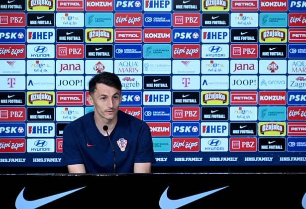PXL_CRO football team press Ante Budimir of Croatian national football team during press conference, PK, Pressekonferenz in Neuruppin, Germany on 12. June 2024. MarkoxLukunic PIXSELL