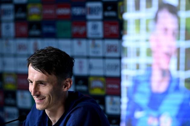 PXL_CRO football team press Ante Budimir of Croatian national football team during press conference, PK, Pressekonferenz in Neuruppin, Germany on 12. June 2024. MarkoxLukunic PIXSELL