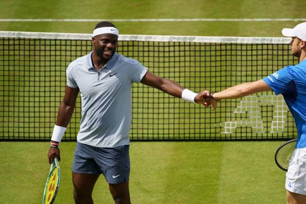 BOSS Open ATP 250 2024 Stuttgart, 12 06 2024 Frances Tiafoe USA, United States of America , Yannick Hanfmann GER, Germany BOSS Open 2024, ATP 250, TC Weissenhof on 12 06 2024, Stuttgart Copyright: xBEAUTIFULxSPORTSx Pajonkx